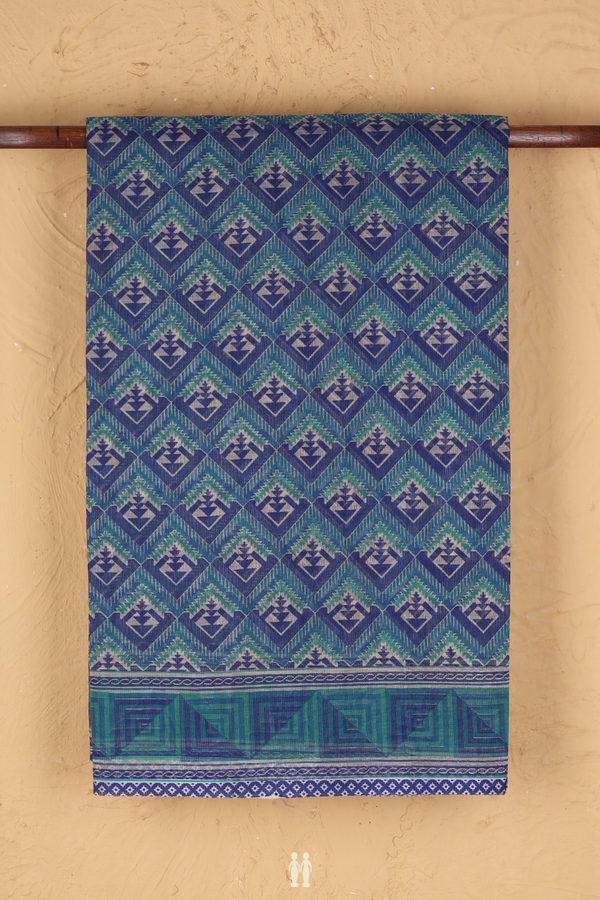 Kota Cotton Saree In Blue With Printed Design