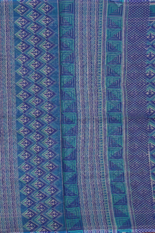 Kota Cotton Saree In Blue With Printed Design