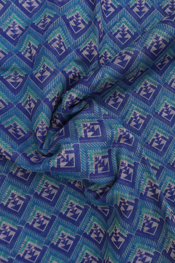 Kota Cotton Saree In Blue With Printed Design