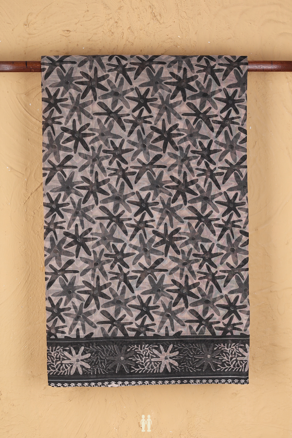 Kota Cotton Saree In Brown With Printed Design