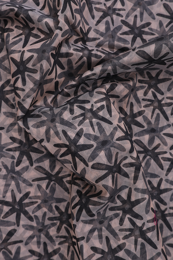 Kota Cotton Saree In Brown With Printed Design