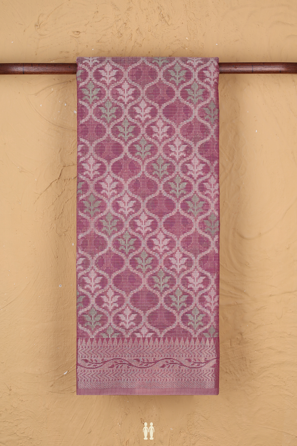 Kota Cotton Saree In Dusty Purple With Scallop Design