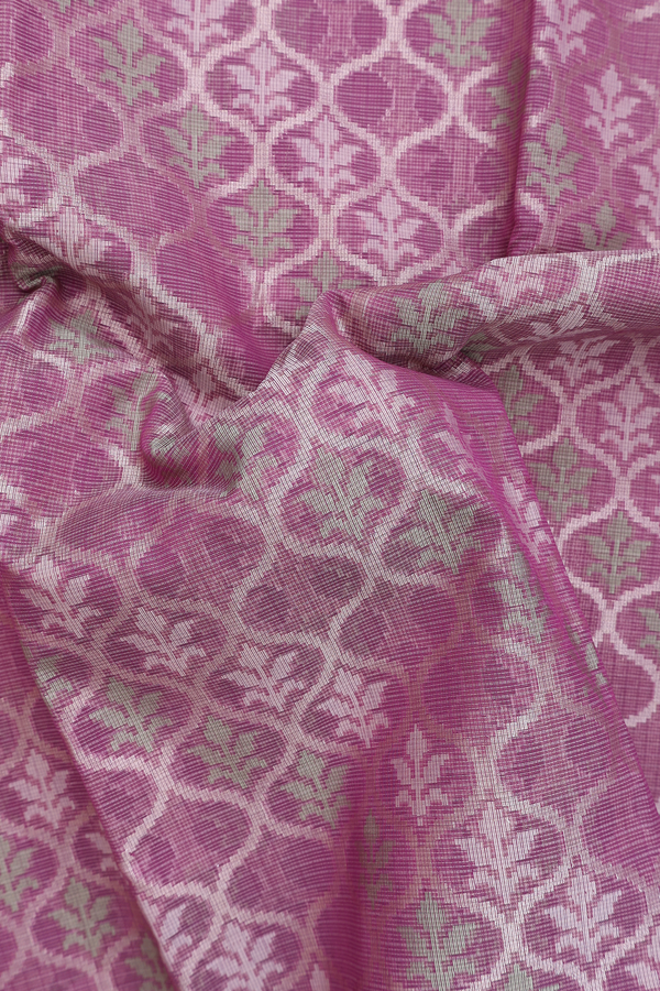 Kota Cotton Saree In Dusty Purple With Scallop Design