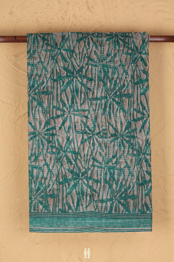 Kota Cotton Saree In Green And Brown With Printed Design