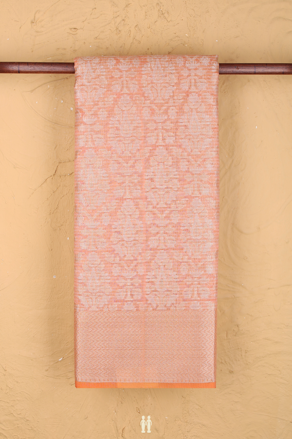Kota Cotton Saree In Orange With Allover Design