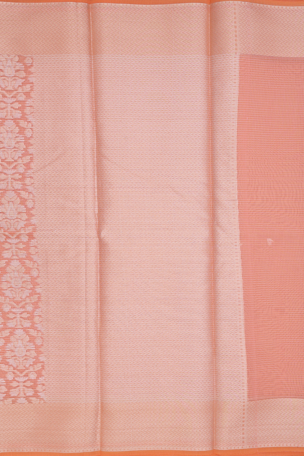 Kota Cotton Saree In Orange With Allover Design