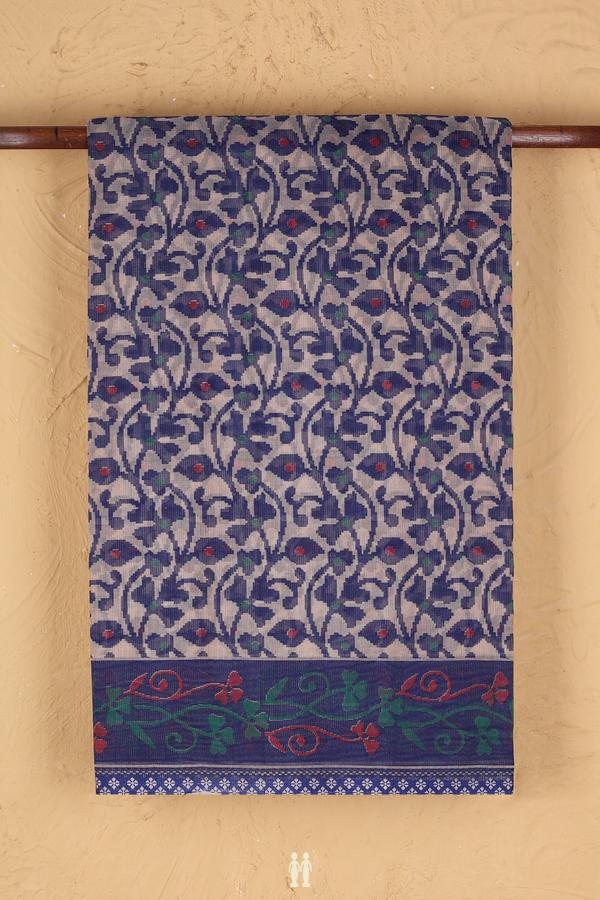 Kota Cotton Saree In Pastel Brown With Floral Design