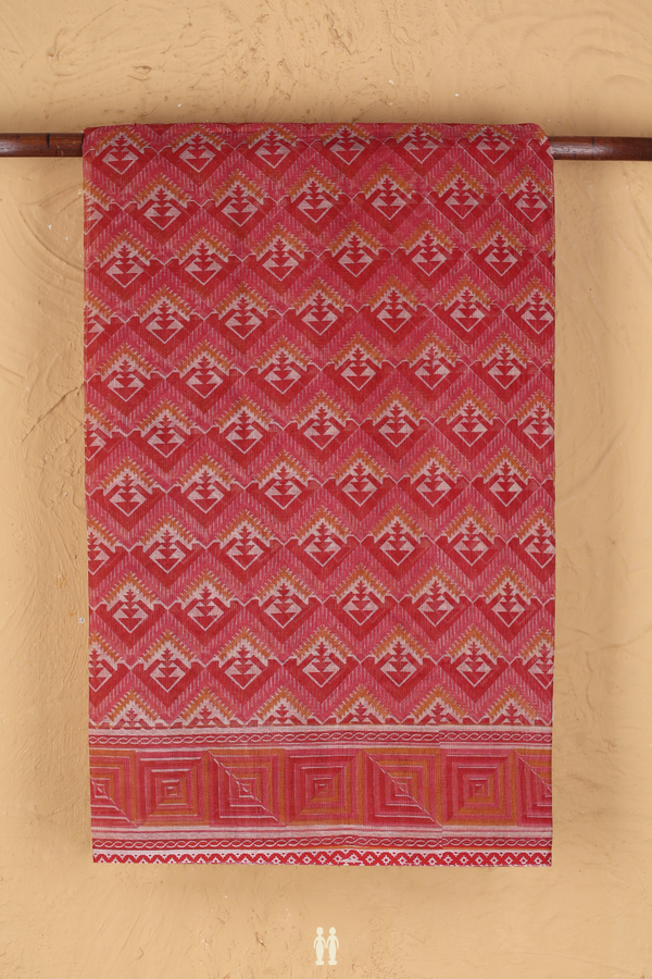 Kota Cotton Saree In Red With Allover Design