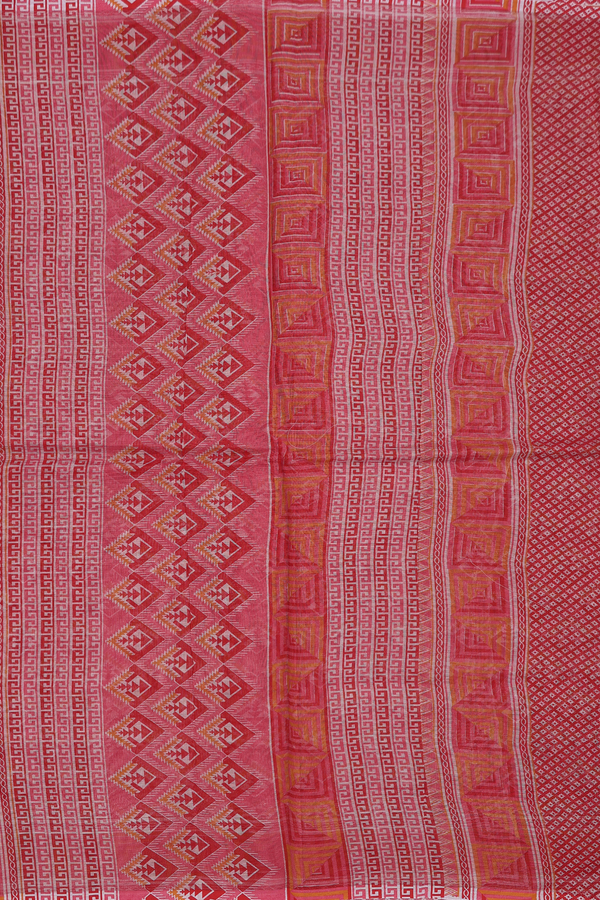 Kota Cotton Saree In Red With Allover Design