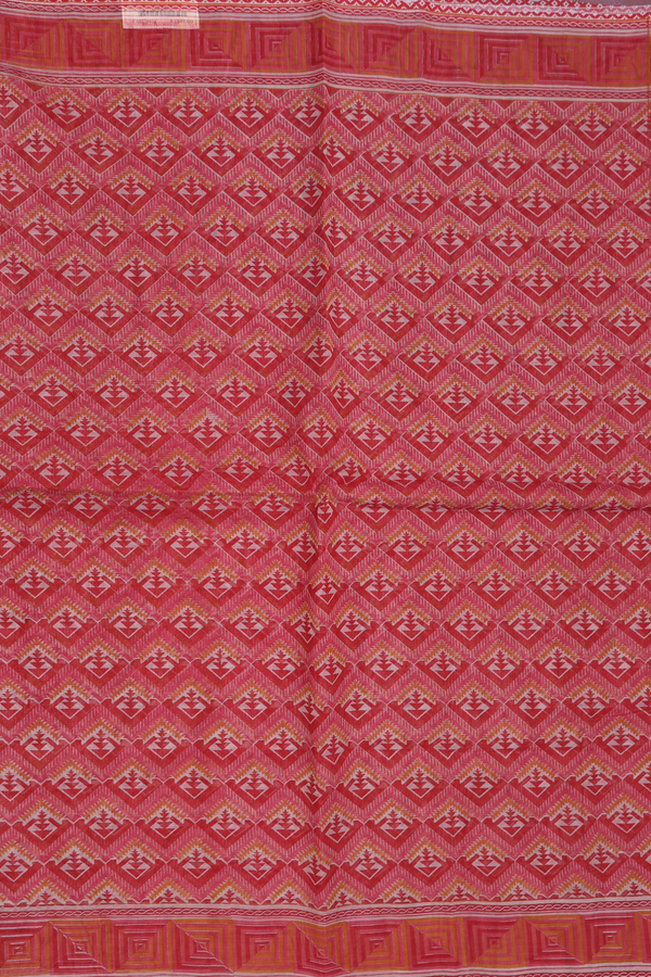 Kota Cotton Saree In Red With Allover Design