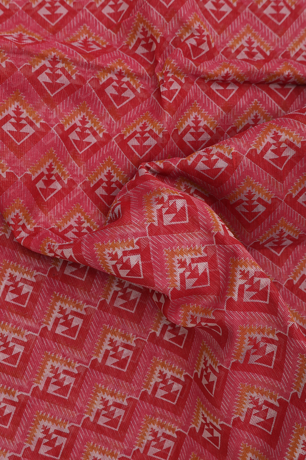 Kota Cotton Saree In Red With Allover Design