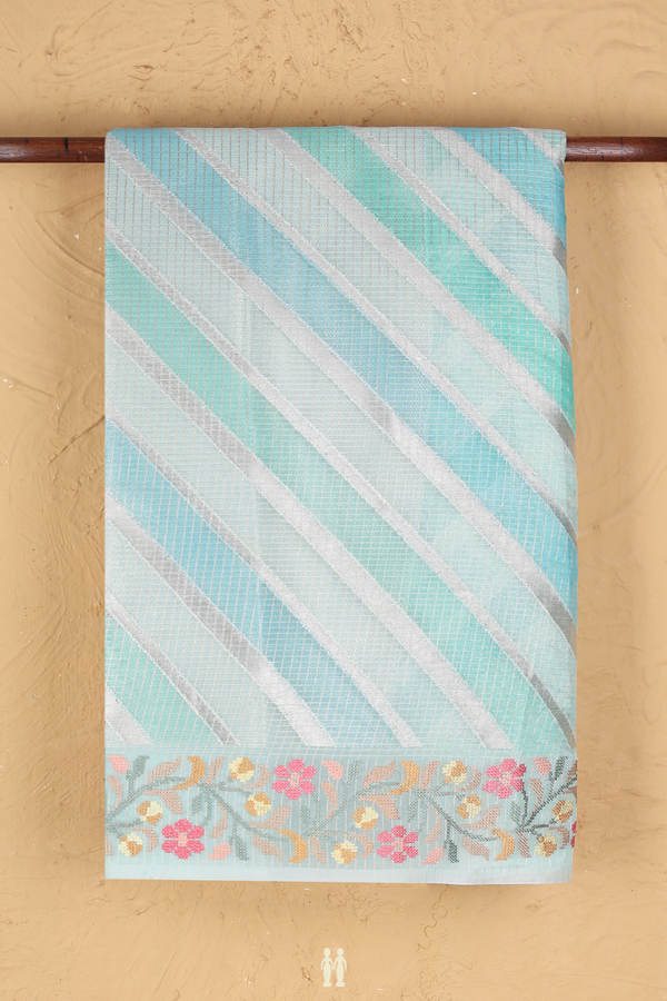 Kota Cotton Saree In Shades Of Blue With Diagonal Design