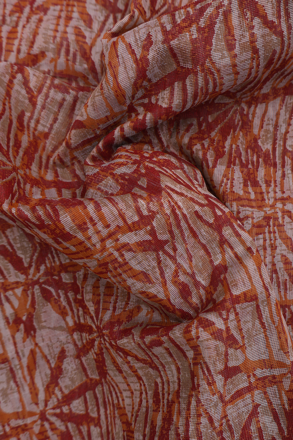 Kota Cotton Saree In Shades Of Brown With Printed Design