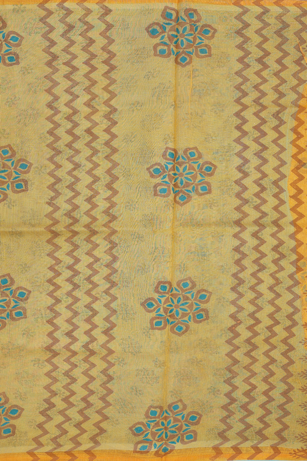 Kota Cotton Saree In Turkish Blue With Printed Design