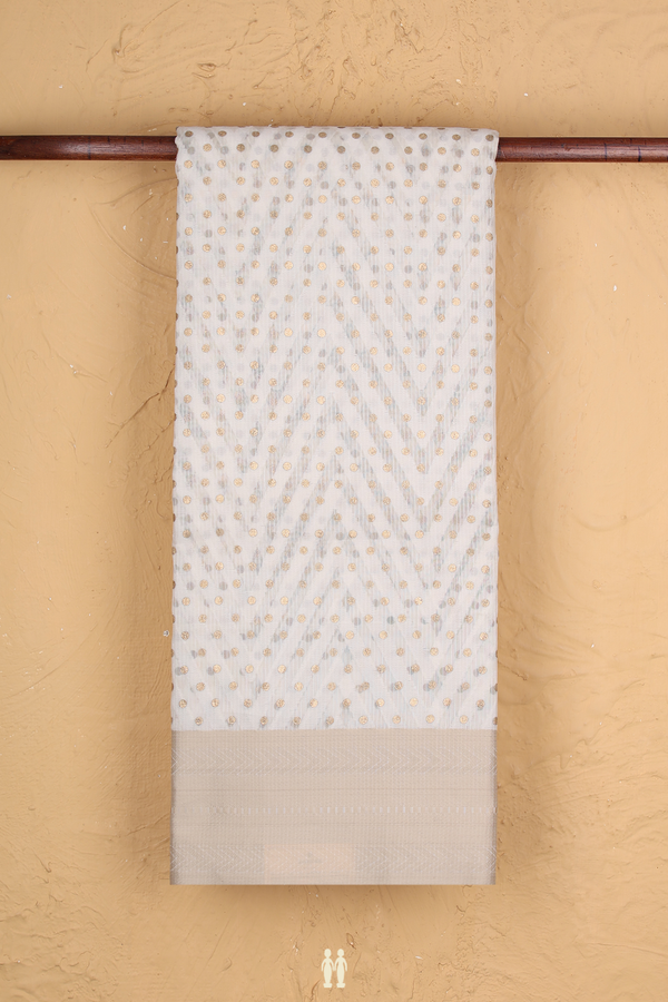 Kota Cotton Saree In White With Chevron Design