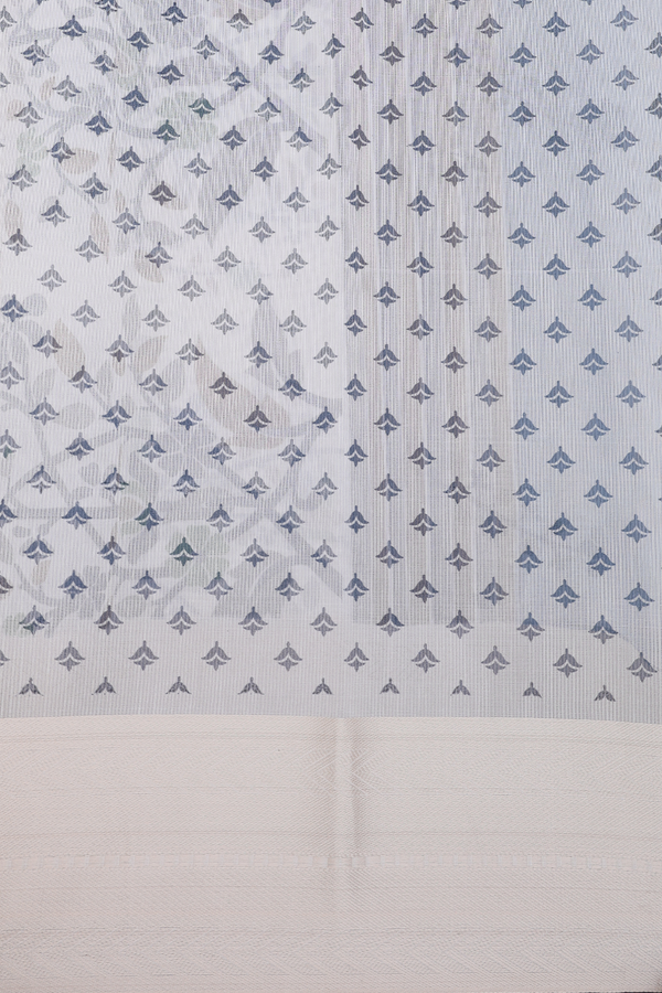 Kota Cotton Saree In White With Chevron Design