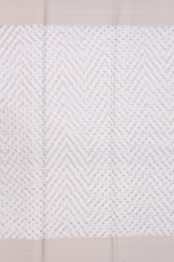 Kota Cotton Saree In White With Chevron Design