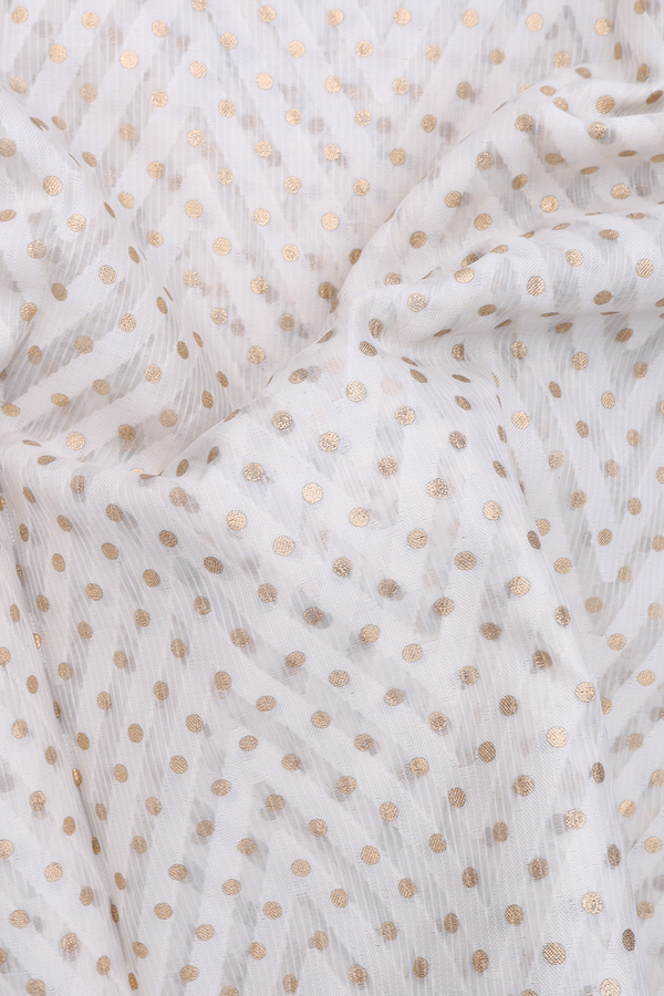 Kota Cotton Saree In White With Chevron Design