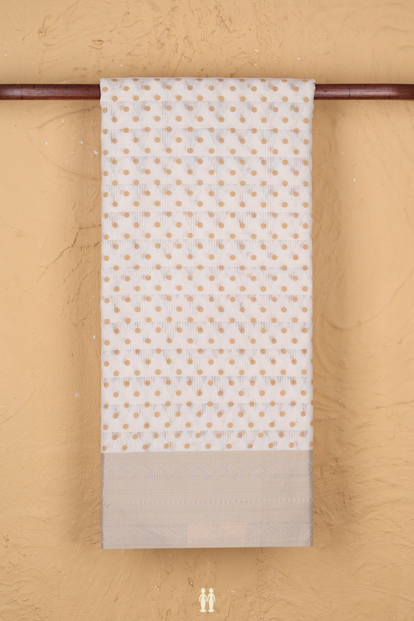 Kota Cotton Saree In White With Printed Buttis