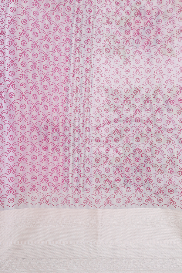 Kota Cotton Saree In White With Printed Buttis