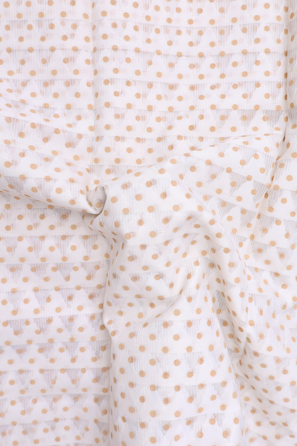 Kota Cotton Saree In White With Printed Buttis