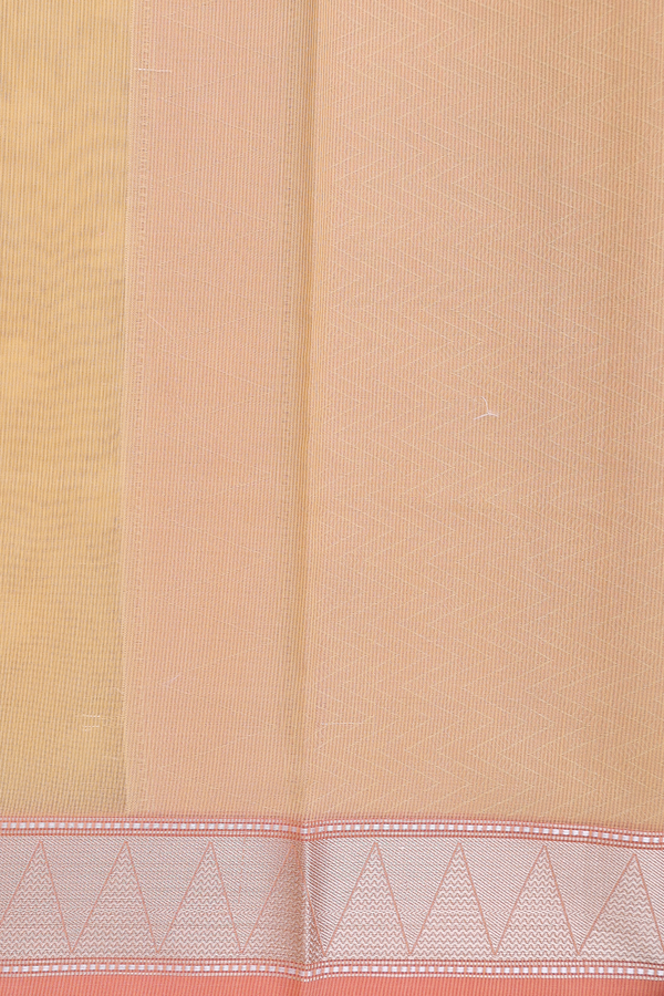Kota Cotton Saree In Yellow With Diagonal Design