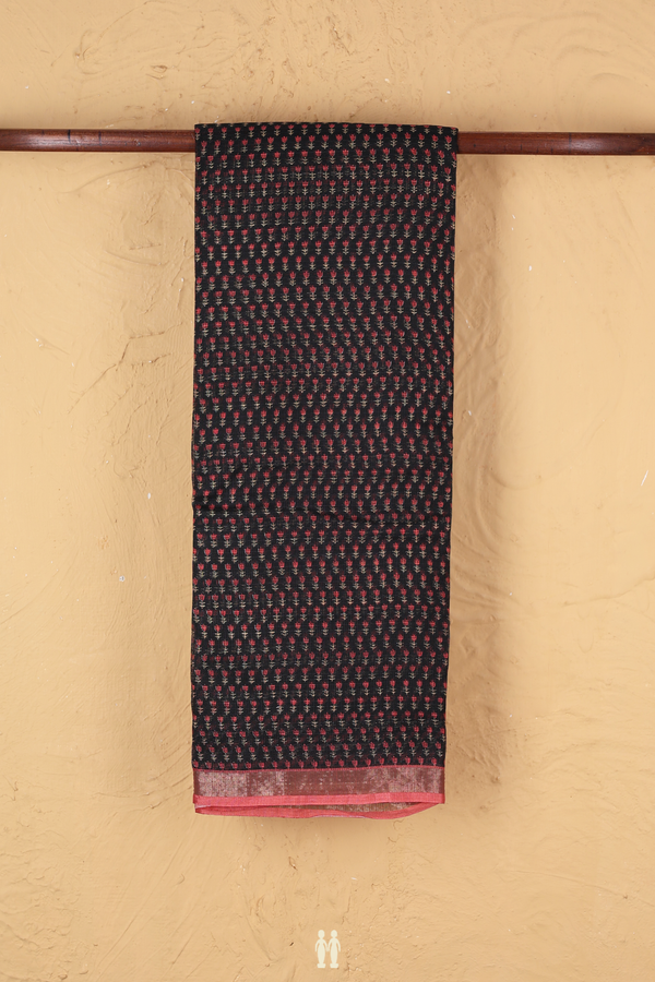Kota Silk Saree In Black With Floral Printed Design