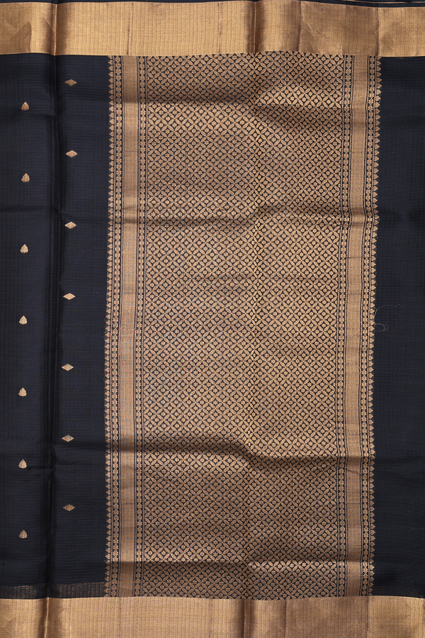 Kota Silk Saree In Black With Paisley Buttas