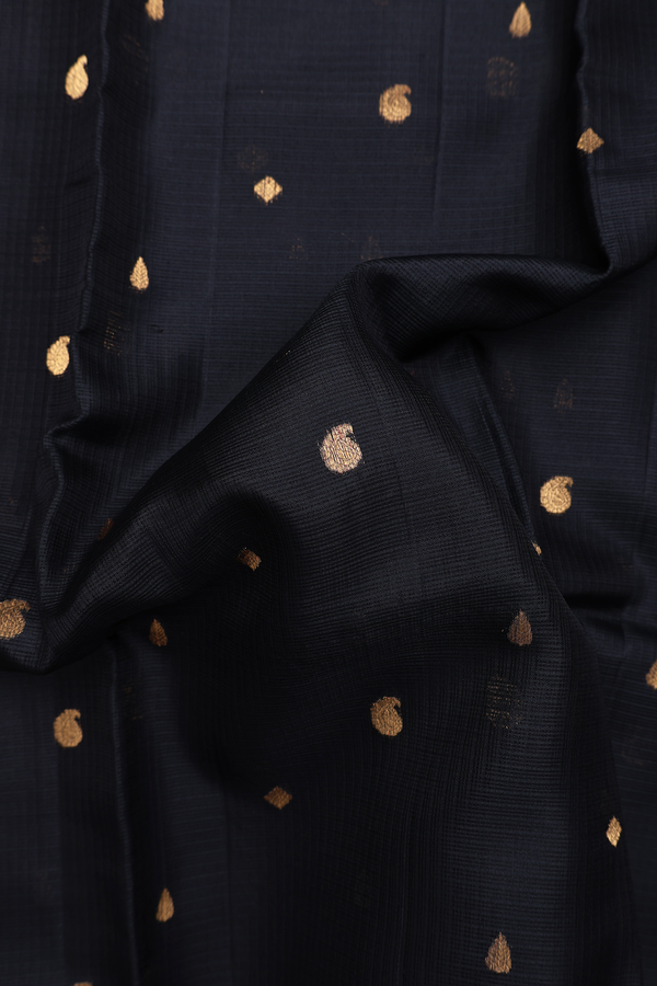 Kota Silk Saree In Black With Paisley Buttas