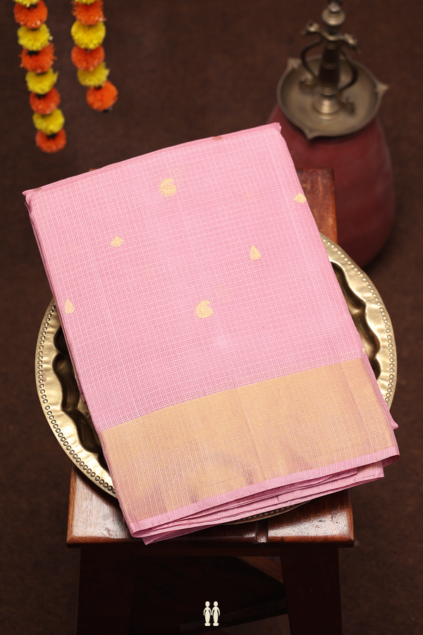 Kota Silk Saree In Pink With Paisley Buttas