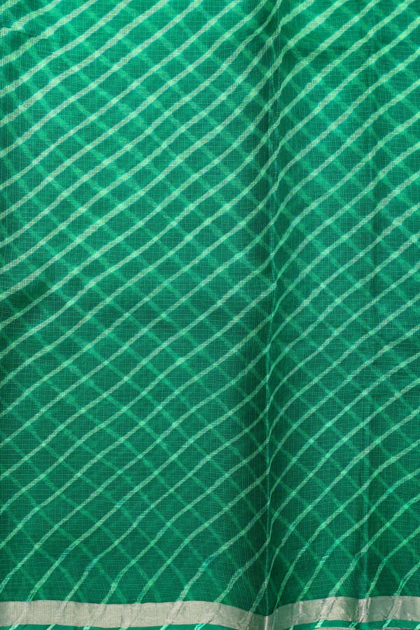 Kota Silk Saree In Green With Diagonal Design