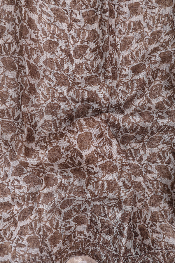 Kota Silk Saree In Ivory With Floral Printed Design