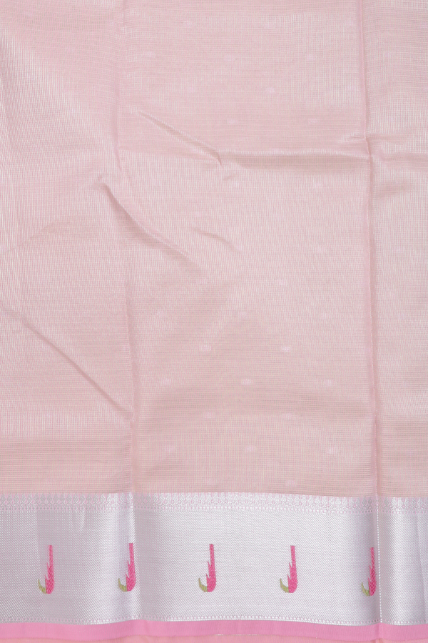 Kota Cotton Saree In Pastel Green With Zari Buttis