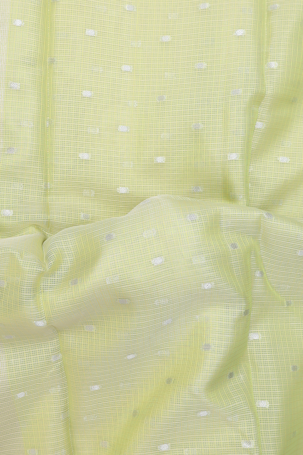 Kota Cotton Saree In Pastel Green With Zari Buttis