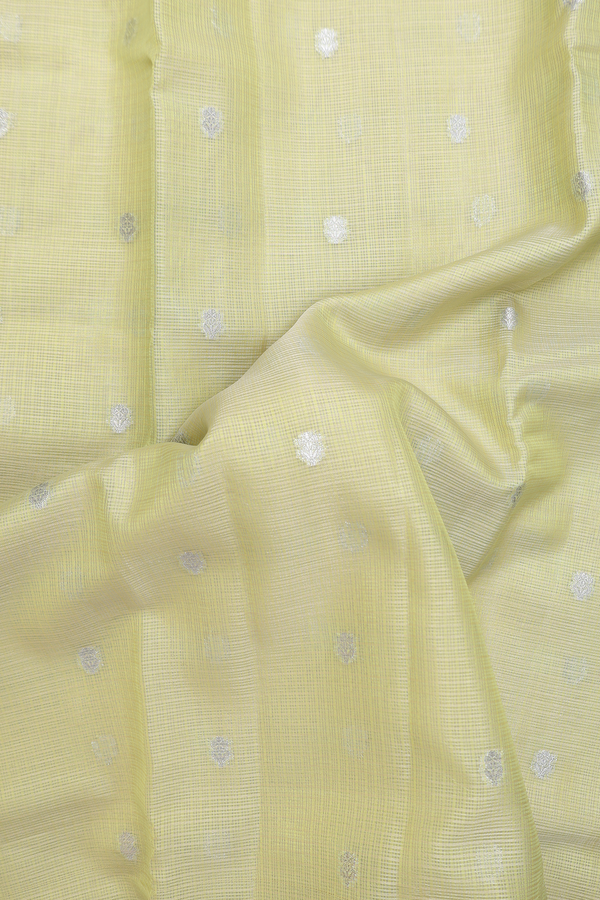 Kota Cotton Saree In Pastel Green With Zari Buttis