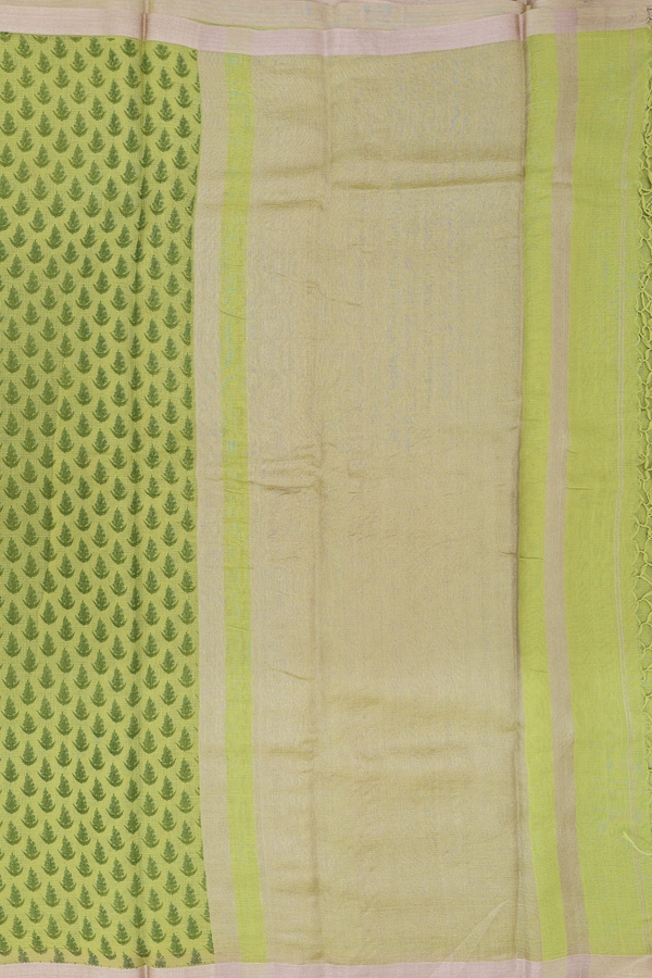 Kota Silk Saree In Pear Green With Printed Design