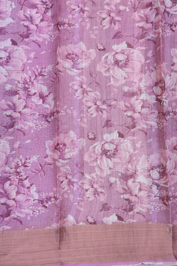 Kota Silk Saree In Pink With Floral Design
