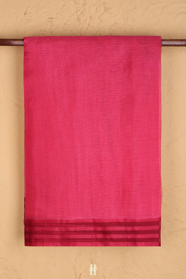 Kota Silk Saree In Red With Stripes Border