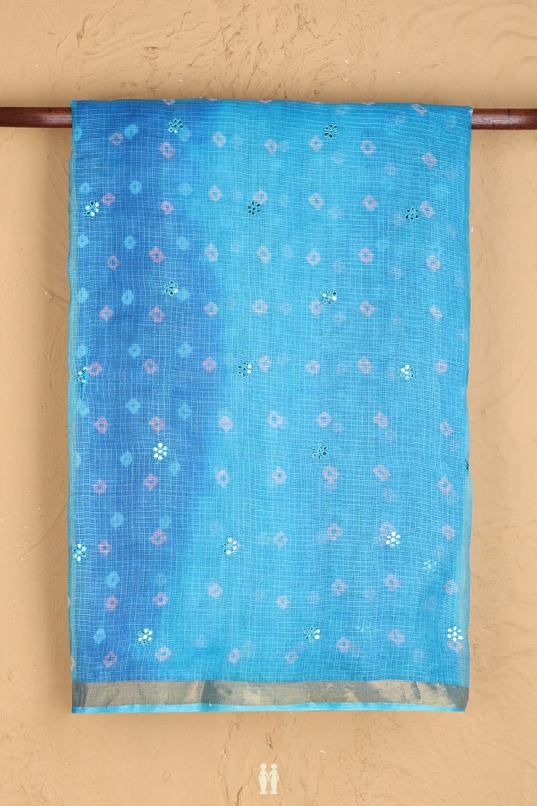 Kota Silk Saree In Shades Of Blue With Threadwork Buttas