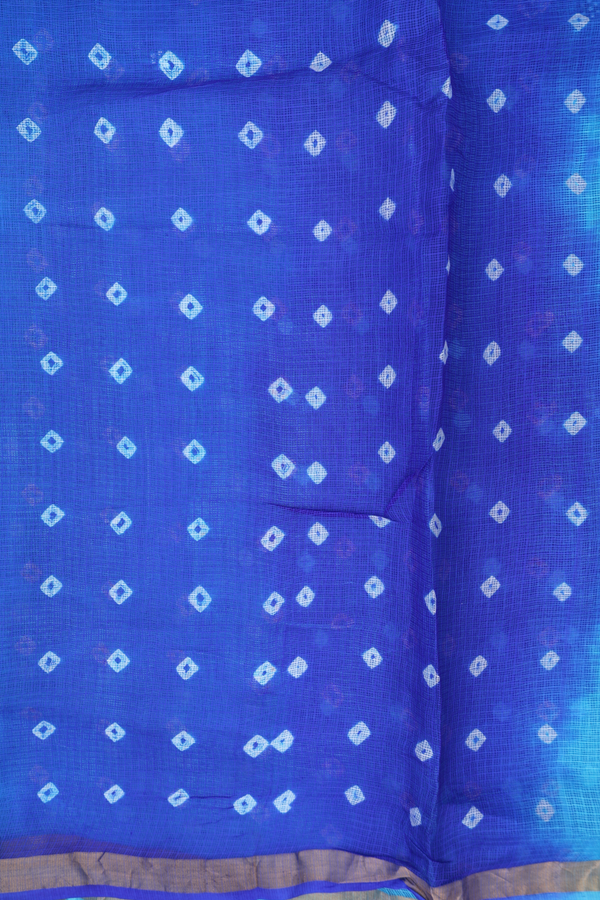 Kota Silk Saree In Shades Of Blue With Threadwork Buttas