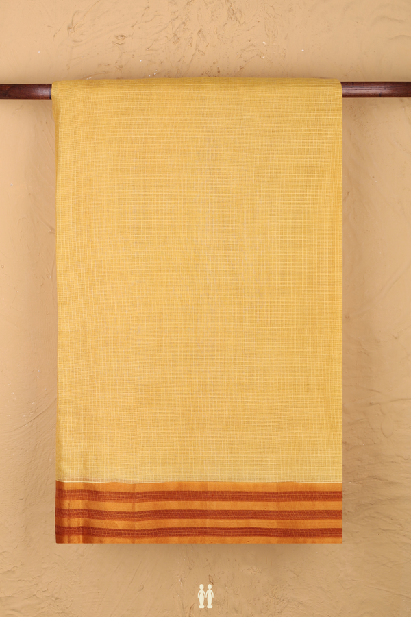 Kota Silk Saree In Yellow With Contrast Border