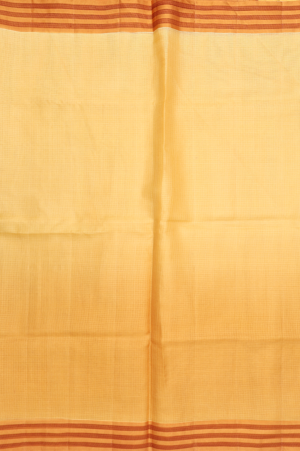 Kota Silk Saree In Yellow With Contrast Border