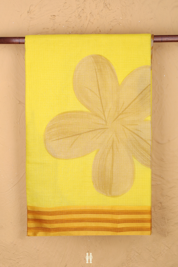 Kota Silk Saree In Yellow With Floral Design