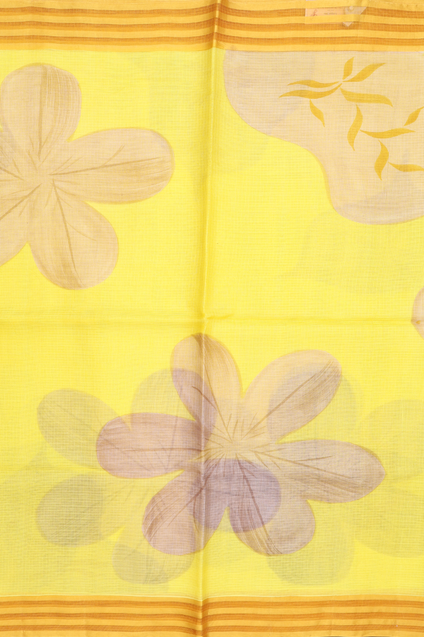 Kota Silk Saree In Yellow With Floral Design