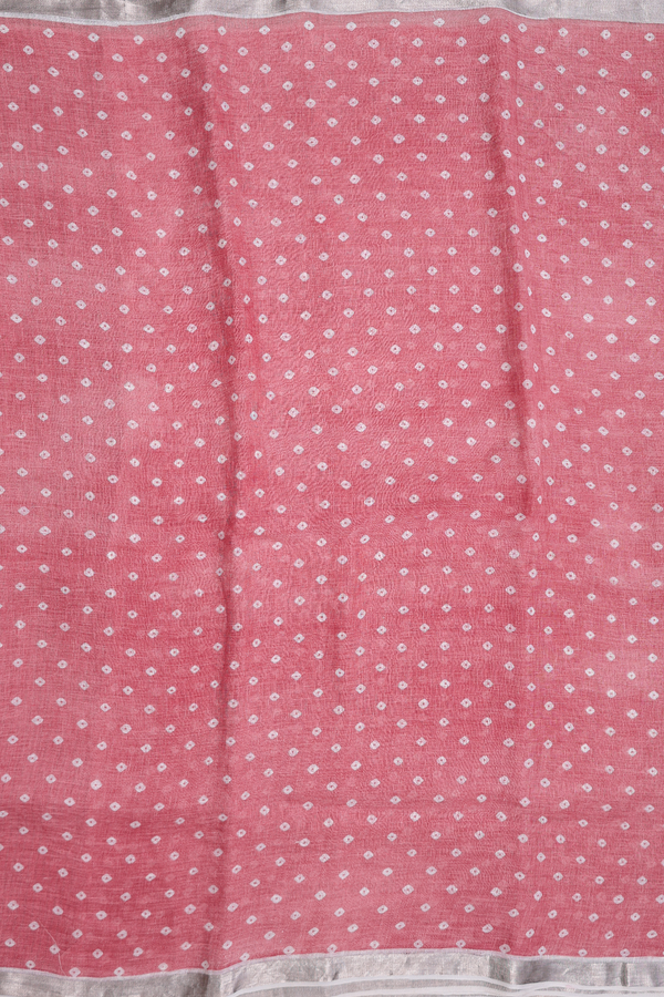 Linen Saree In Dusty Pink With Printed Buttas