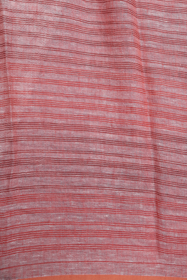 Linen Saree In Ivory With Checks Design