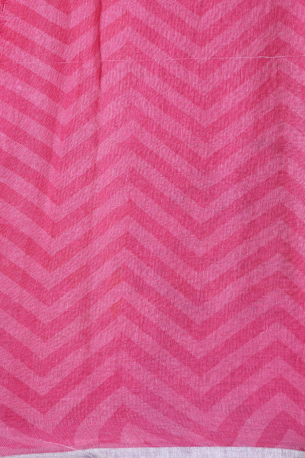 Linen Saree In Pink With Printed Design
