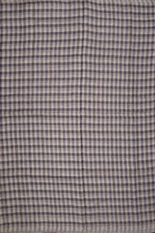 Linen Saree In Shades Of Brown With Checks Design