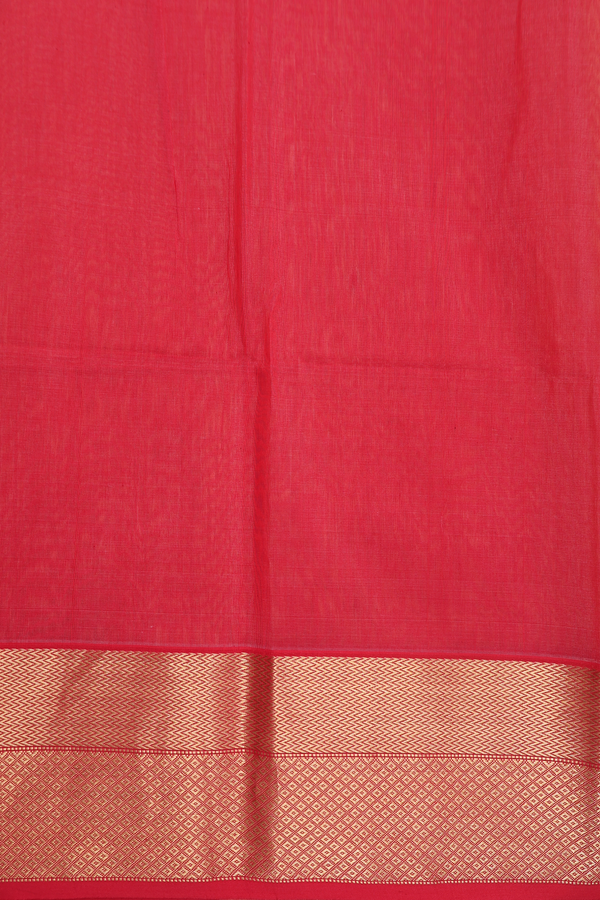 Maheswari Silk Cotton Saree In Orange With Zari Buttas