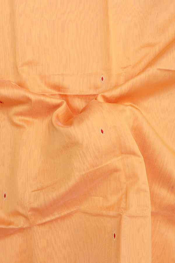 Maheswari Silk Cotton Saree In Orange With Zari Buttas